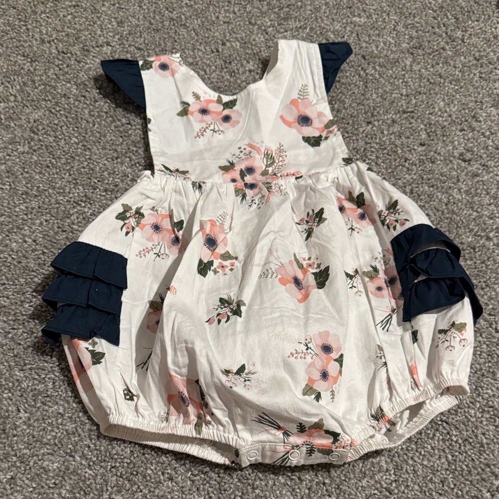 Tutu & Lulu Floral Baby Romper with Ruffle 12-18m girl